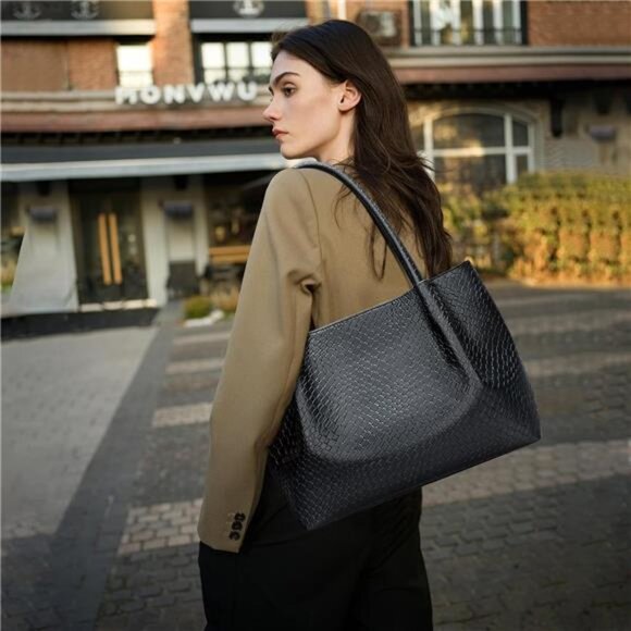 Tote Bag Vegan Leather Black2 - Picture 2 of 5